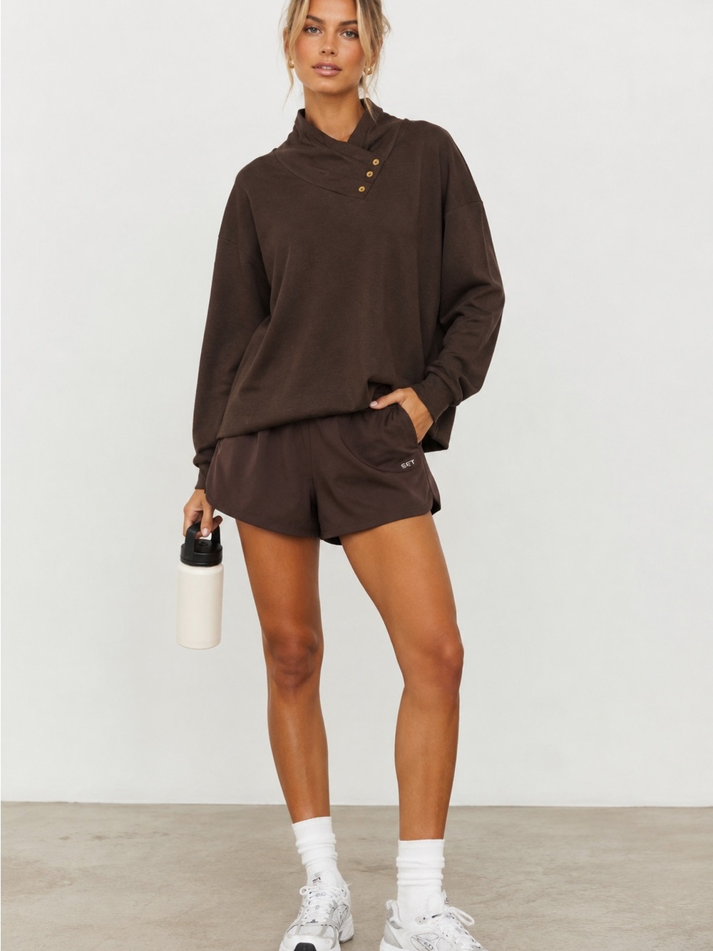 Brown Pull Over 2X with Button Neck Detail
